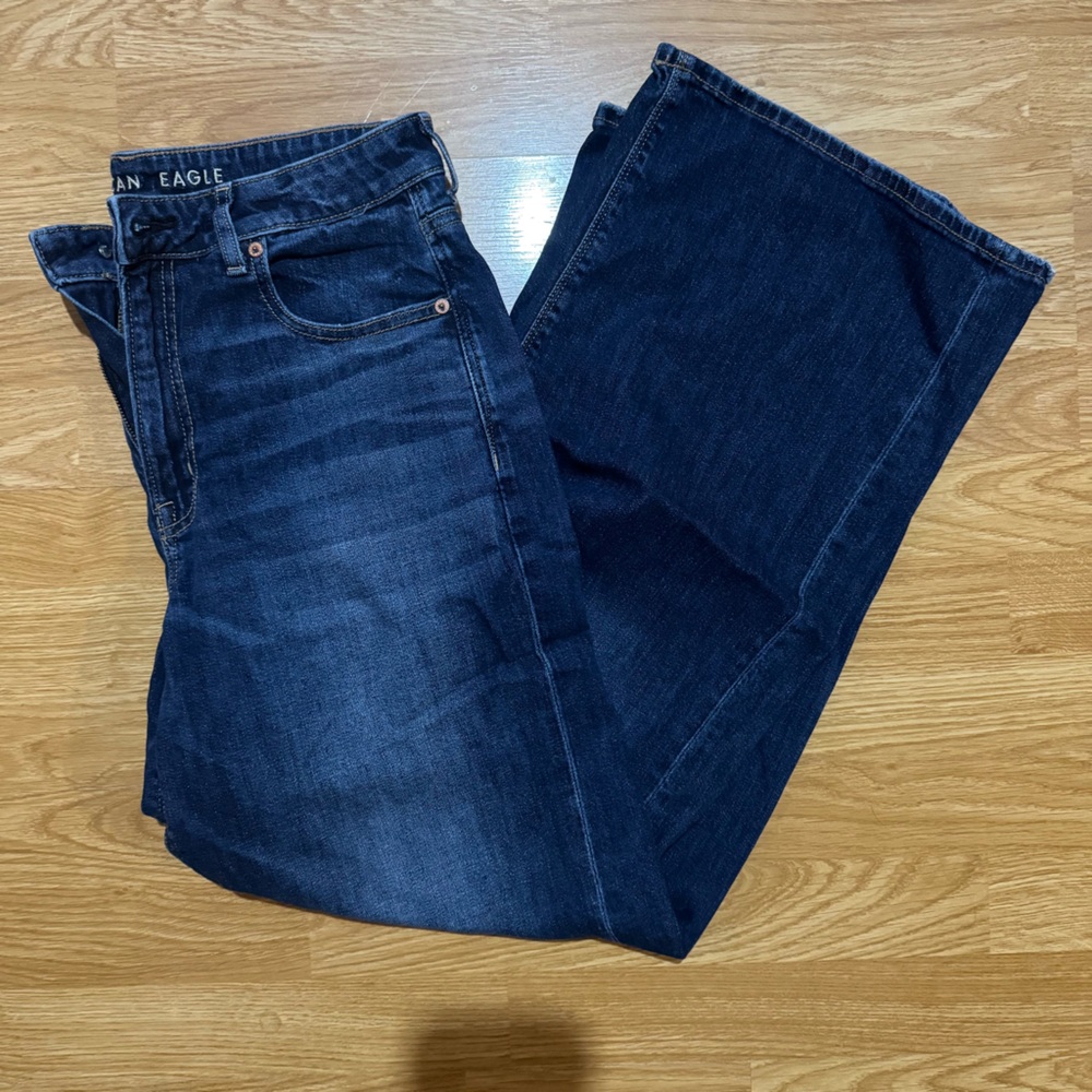 American Eagle Dreamy Drape Stretch Super High Waisted Baggy Wide Leg Jeans